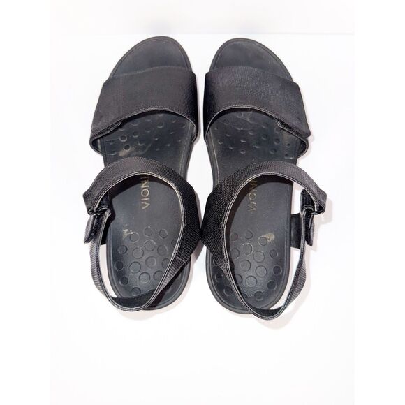 Vionic Raz Metallic Sandals Wedge Comfort Casual Adjustable Straps Black Size 9 - Picture 8 of 16